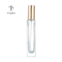 Flacon pulvérisateur en verre carré de haute qualité 10 ml 30 ml 50 ml avec un grand couvercle doré pour parfum, huile essentielle, cosmétique