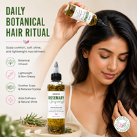 Minyak Rambut & Kulit Kepala Rosemary Fenugreek 120ml Perawatan Melembapkan dengan Infusi Botani Minyak Kastor & Argan untuk Kulit Kepala Kering & Rambut Mengembang Berkilau