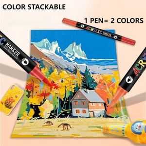 36pcs Dual Tip Non-Erasable Acrylic Marker Pen Set 72Colors Water Based Permanent for Art Creativity - Product Image 1