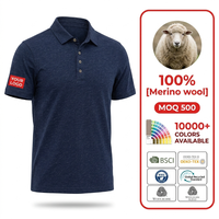 Kaos Rajut Pria Premium Lengan Pendek Bahan Wol Merino Bernapas, Pewarnaan Benang Solid, Kasual, Kancing Depan, Bisnis Kasual