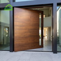 Grande porte pivotante en verre en bois massif pour l'entrée d'une maison moderne Porte d'entrée de sécurité pivotante en bois pour villa
