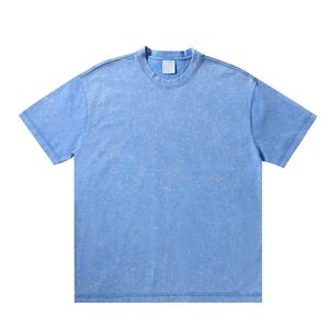 เสื้อยืดผ้าฝ้ายหนาน้ำหนักมากทรงหลวมสไตล์เรโทรสำหรับผู้ชาย ผ้าหนาแนวอเมริกันยุโรปทันสมัยสวมใส่สบายๆ - Product Image 4