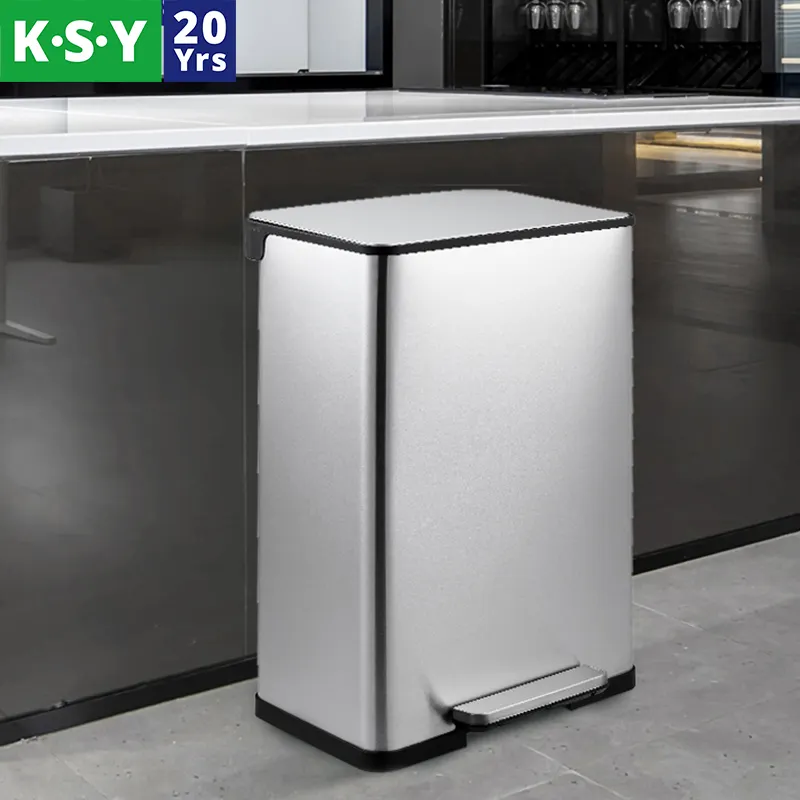 45 Liter / 12 Gallon Hands-free Stainless Steel Garbage Bin Kitchen Step Trash Can with Odor Protection with Odor Control System