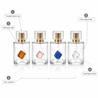 Flacon de parfum créatif en verre avec inserts de glace colorés, bouchon à vis et impression sérigraphiée ; Cadeau parfumé élégant et sophistiqué