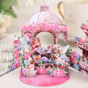 Regalo di San Valentino per la fidanzata, magico, tridimensionale, a tre ante, con giardino colorato. - Product Image 3