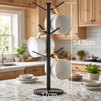Nouveaux accessoires de cuisine améliorés support en forme d'arbre pliable antidérapant verre à vin support de tasse tasse à café support d'arbre avec 6 crochets