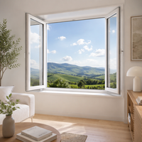 Ventanas de Aluminio de Alta Eficiencia Resistentes al Viento, Ventanas Abatibles Seguras y Duraderas, Ventanas Insonorizadas, Venta al Por Mayor