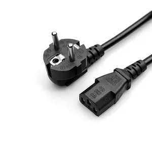 Cusomik Wholesale ac Power Cord Eu 3Pin Plug to IEC C13 female for printer and pos machine laptop