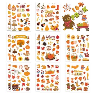 16Pcs Thanksgiving Autumn Maple Leaf Stickers Waterproof Handbag <b>Decals</b> for Party Classroom Home DIY Decoration - Product Image 3