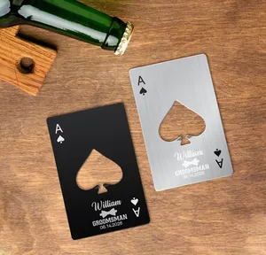 Factory Poker Ace Card Stainless Steel Bottle Opener, Credit Card Portable Beer Cap Remover Pocket Gadget for Promotion Gift - Product Image 1