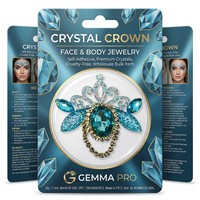 Autocollants Bijoux de Visage Couronne Cristal Bleu Strass Auto-adhésifs pour Enfants Fête Festival