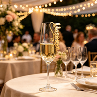 Étiquette nominative personnalisée en acrylique 3D pour verre à vin, carte de nom minimaliste pour verre à boisson, breloque décorative multicolore personnalisée pour mariage et fête