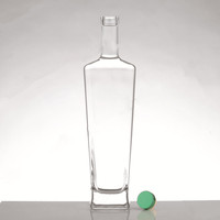 Bouteille en verre cristallin transparent de 750 ml avec bouchon en liège pour vin, boissons aux fruits, brandy, XO, whisky, rhum, gin - Qualité supérieure