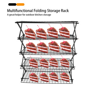 Scaffale Multifunzionale Nero per Esposizione e Raffreddamento, Ripiano Pieghevole <span class=keywords><strong>a</strong></span> 5 Livelli per <span class=keywords><strong>Cucina</strong></span> Esterna - Product Image 4