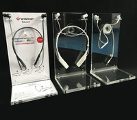 Stand Headphone Akrilik Transparan untuk Toko Ritel dengan Poster, Stand Display Headset Bluetooth