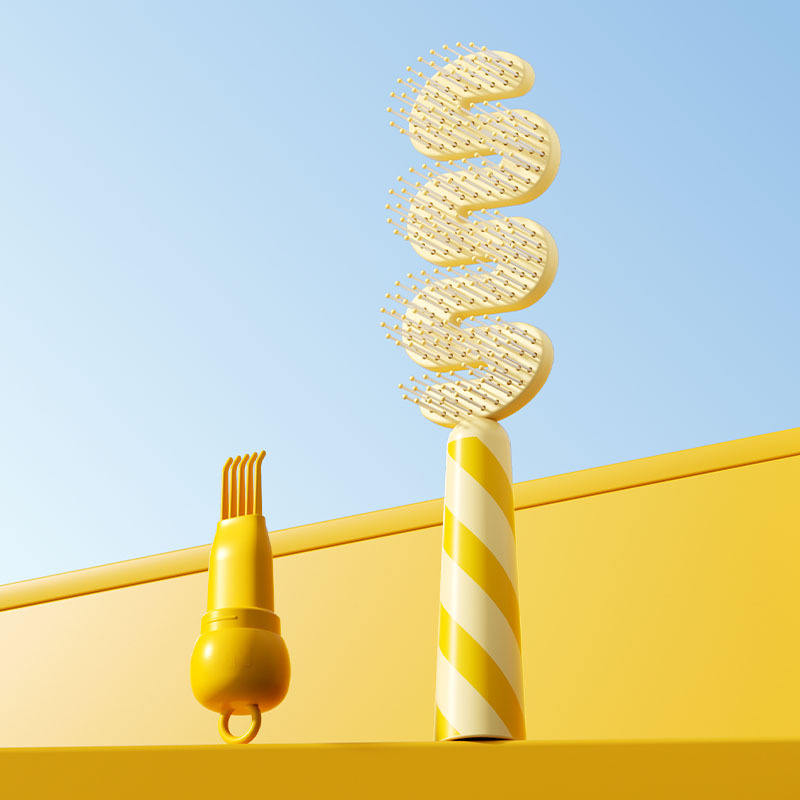 Peigne ondulé [Brosse de nettoyage jaune rayée]