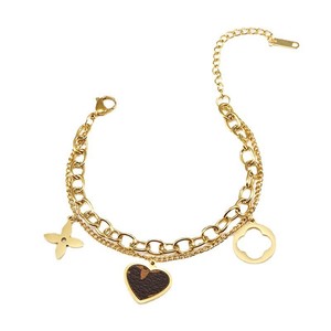 ZOGXIN Double Layer Heart Bracelet Gold Plated 18K Stainless Steel Charm Jewelry Gift for Women - Product Image 5
