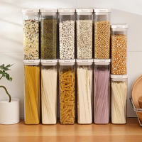 Conteneur de stockage alimentaire hermétique en PET PP transparent, plusieurs tailles, empilable, pour aliments secs, pâtes, céréales