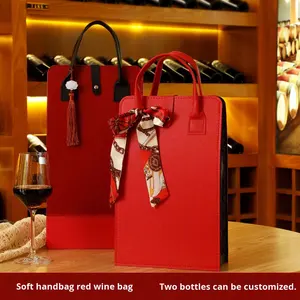 Sac à vin rouge souple pour deux bouteilles, avec poignée, <span class=keywords><strong>coffret</strong></span> cadeau d'entreprise pour les employés, technologie composite, boîte extérieure - Product Image 1