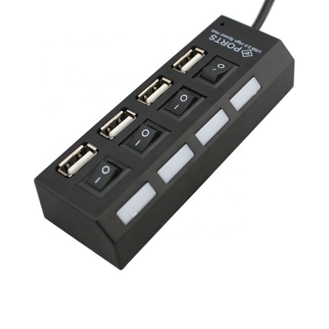 Cheap Plastic 4 Port USB Hub 2.0  Divider with Individual Switch