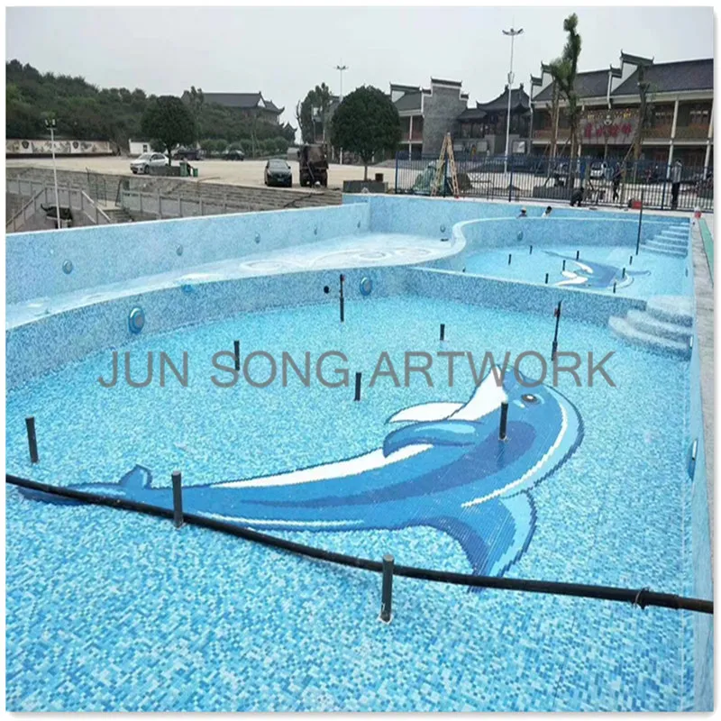 Commercio all'ingrosso JS SW-DP03 decorazioni a forma di delfino mosaico in ceramica blu o mosaico di vetro per piscina