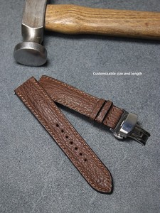 สายนาฬิกาอัจฉริยะทำด้วยมือทำจากหนังแท้แบบปรับแต่งเองได้ทำจากสเตนเลสสตีลหัวเข็มขัดแบบเข็ม-<span class=keywords><strong>หนัง</strong></span><span class=keywords><strong>ฉลาม</strong></span>สีน้ำตาลสีดำ - Product Image 2