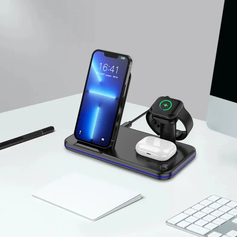 Most Sold 1 Product Wireless 3 In 1 Charger Stand Station Fast Qi Watch Phone 3 In 1 Wireless Charger Stand For Iphone 14
