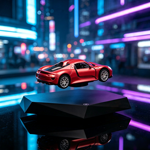 Magnetic Levitation Red Sports <b>Car</b> Model 360° Rotation Floating Display Base Diecast <b>Car</b> <b>Ornament</b> Desktop Decoration Gift - Product Image 1