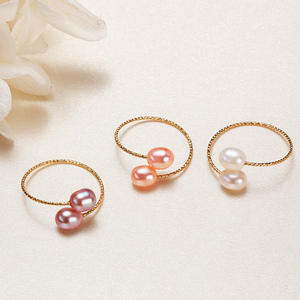 Wholesale 14K Gold Pearl Rings Simple College Style Single & Double Circle <b>Best</b> <b>Friend</b> <b>Birthday</b> <b>Gift</b> Options - Product Image 4