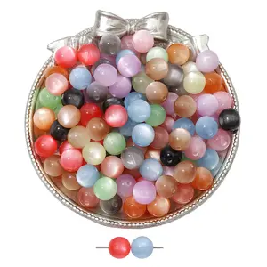 Multi-color Resin Imitation Cat Eye Round Beads Loose Beads for DIY Handmade Beaded Material Bracelet Accessories