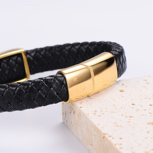 Nuovo braccialetto intrecciato alla moda polsino in <span class=keywords><strong>acciaio</strong></span> inossidabile gufo serpente da uomo intrecciato braccialetto chiusura magnetica in pelle - Product Image 5