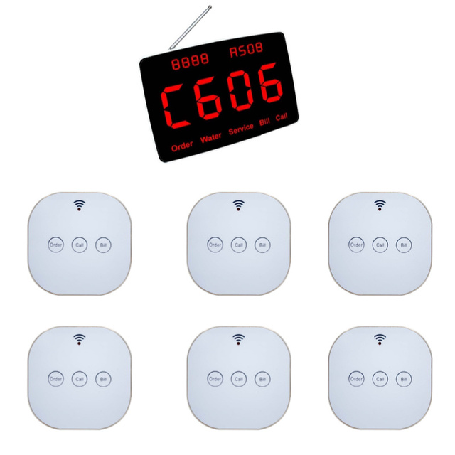 Wireless Waiter Pager System Rechargeable 3-Key Table Call Buttons With LED Digital Display Receiver For Hot-pot Restaurant Cafe
