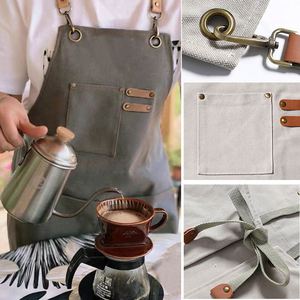 Wholesale Custom Waterproof Oil-Resistant Cotton Canvas <b>Aprons</b> Men Women, Suitable for Cooking and <b>Kitchen</b> Use. - Product Image 4