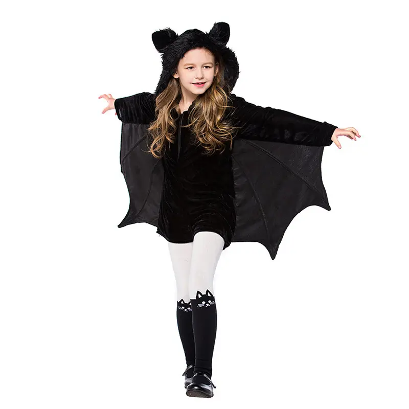 2023 Kinder Leistung Jumps uit Outfit Kinder Halloween Party Cosplay Fledermaus Mann Vampir Mädchen Tier Fledermaus Kostüm