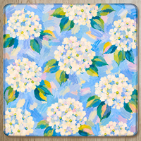 Tapis de mahjong personnalisé en néoprène OEM, imprimé aquarelle hortensia bleu, tapis de table de mahjong antidérapant et imperméable, vente en gros
