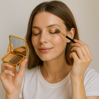 Portable Or Miroir Poudre Cas En Plastique Cosmétique Vide Compact pour Palette De Fard À Paupières pour Emballage De Poudre Libre