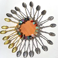 Prix de gros 12cm améthyste mini grappe fleur cristal cuillère à thé pierre brute cristal cuillère à café