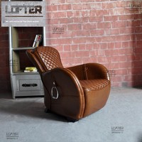 Chaise simple de style campagnard américain entièrement en cuir véritable Vintage Recliner Foote Sectional Sofa Set for Hotel Villa Leisure