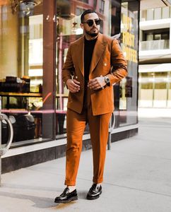 Ensembles de blazers, costumes de <span class=keywords><strong>mariage</strong></span> pour hommes, tenues 2 pièces, coupe ajustée, costume orange à double boutonnage, <span class=keywords><strong>grande</strong></span> <span class=keywords><strong>taille</strong></span>, smoking homme, robe élégante - Product Image 6