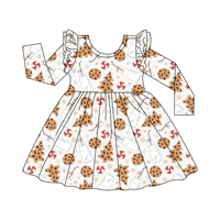 Robes pour bébés filles en bambou et élasthanne à manches longues, douces, à fleurs, tourbillonnantes, une pièce, respirantes, à volants, pour tout-petits
