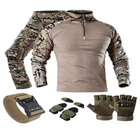 Tenue tactique pour homme, uniforme de camouflage résistant aux rayures avec gants et protections pour les genoux, accessoires tactiques