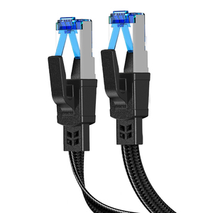 สายอีเธอร์เน็ตแบบแบน CAT8 ปลั๊ก RJ45 ชุบทอง 30awg BC สายแพทช์แลนความเร็วสูง 40Gbps 2000MHz สายเคเบิลเครือข่าย SFTP 1 ม. 5 ม. - Product Image 1