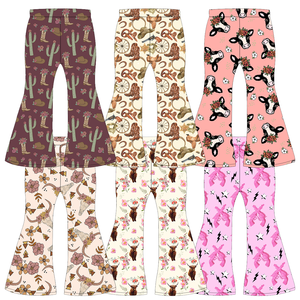 ODM OEM Maßgefertigte Vintage Leopardenmuster Gestrickte Mädchen-Schlaghose Kinder Lange Alltags-Hose - Product Image 1