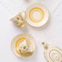 Tasse à café soucoupe en porcelaine décor doré vintage unique Ensemble de théière en céramique classique Ensembles de thé de luxe