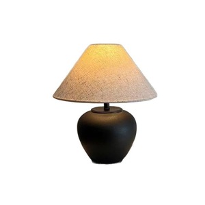 Lámpara de Mesa de Cerámica Estilo Chino Retro, E27 LED con Interruptor, Cuidado de la Vista, para Sala de Estar, Dormitorio, Estudio, Luz Ambiental, Pantalla de Tela - Product Image 5