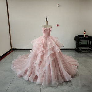 ชุดเดรสออกงาน Quinceanera สีชมพูอ่อนหรูหรา รุ่น Spjy003 ผ้าซาติน แต่งดอกไม้ 3 มิติ ระบายผ้าทูลล์ทรงบอลกาวน์เจ้าหญิง - Product Image 5