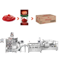 Ligne de production automatique de sauce tomate à grande vitesse à 10 voies, emballage de sachets de pâte liquide à scellage 4 côtés avec machine d'encartonage