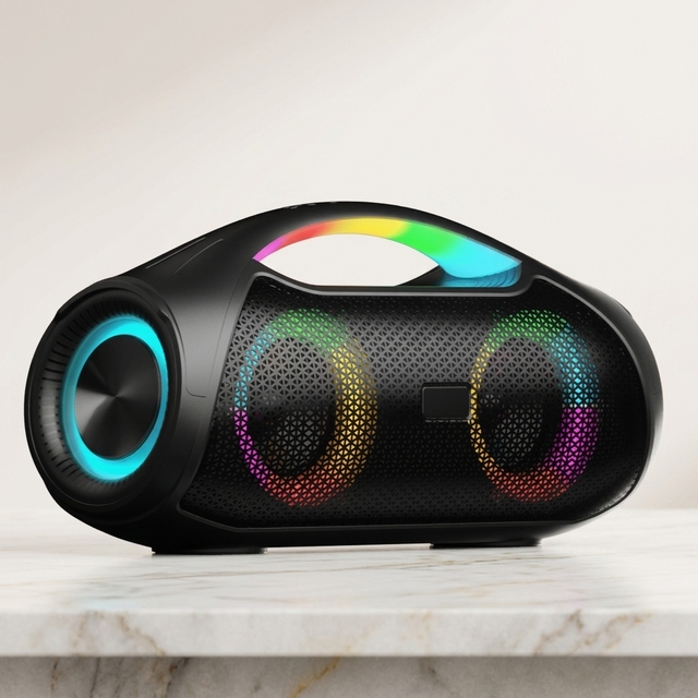 30W Big Power RGB Subwoofer Speaker 80W Peak Power Supports Memory Card Portable Audio Player Wireless for Outdoor Home Party X2