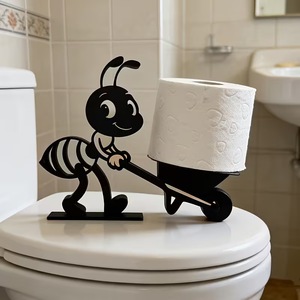 Ant Toilet Paper Holder 3D Printed No Drilling Required Bathroom Decor Ornament - Product Image 1