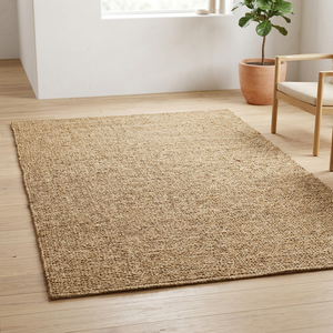 Alfombra de Yute Rectangular de Color Sólido, Tejido Plano, Estilo Rústico, para Sala de Estar, Pelo Fino, Fácil de Limpiar - Product Image 4